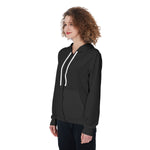 Black All-Over Print Women's Zip Up Hoodie