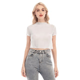 White All-Over Print Women's Short Sleeves Mesh Crop Top