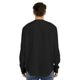 Black All-Over Print Men's Long Sleeve Basketball Jersery With Button Closure