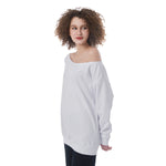 White All-Over Print Oversized Women's Off-Shoulder Sweatshirt