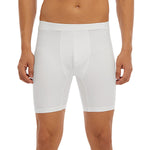 White All-Over Print Men's Long Boxer Briefs