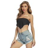 Black All-Over Print Women's Triangle Tube Top