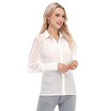 White All-Over Print Women's Mesh Blouse