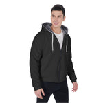 Black All-Over Print Men's Sherpa Fleece Zip Up Hoodie