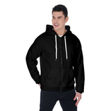 Black All-Over Print Men's Raglan Zip Up Hoodie