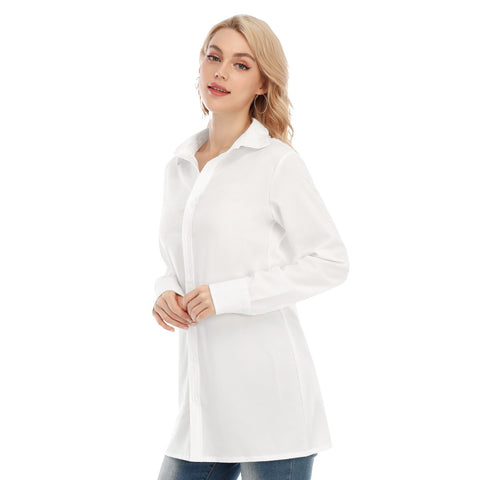 White All-Over Print Women's Long Shirt