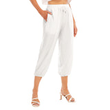 White All-Over Print Women's Bloomers Capri-pants