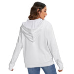 White All-Over Print Women's Heavy Fleece Zip-on-the-Side Hoodie