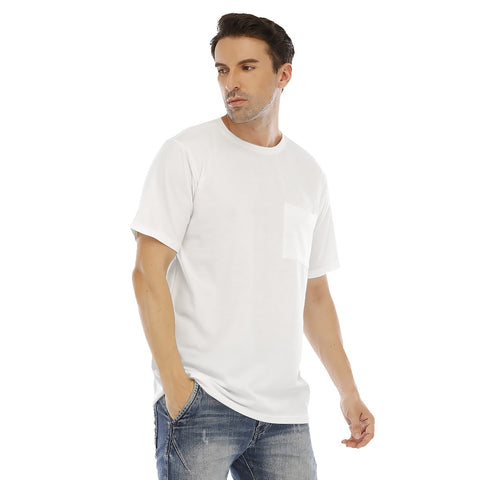 White All-Over Print Men's Short Sleeve T-shirt With Chest Pocket