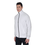 White All-Over Print Men's Stand Collar Jacket