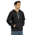 Black All-Over Print Men's Pullover Hoodie | Velvet