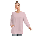 Pink All-Over Print Women's Side Split O-neck Sweatshirt