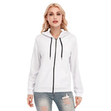 White All-Over Print Women's Hoodie With Zipper