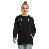 Black All-Over Print Women's Hoodie With Double Hood