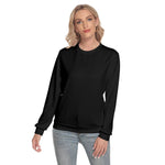 Black All-Over Print Women's Slim Round Neck Sweatshirt