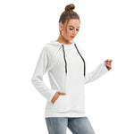 White All-Over Print Women's Crop Top Hoodie With Zipper Closure