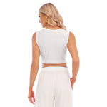 White All-Over Print Women's Sleeveless Cropped Top