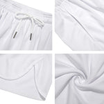 White All-Over Print Men's Side Split Running Sport Shorts