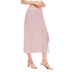 Pink All-Over Print Women's High Slit Long Skirt