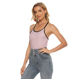 Pink All-Over Print Women's Skinny Criss-Cross Open Back Tank Top