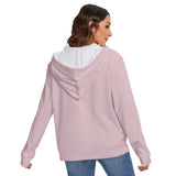 Pink All-Over Print Women's Heavy Fleece Zip-on-the-Side Hoodie