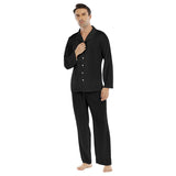 Black All-Over Print Men's Lapel Pajama Set