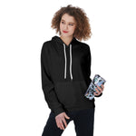 Black All-Over Print Women's Raglan Pullover Hoodie