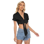 Black All-Over Print Women's Bandage Crop Top