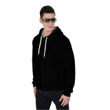 Black All-Over Print Zip Up Hoodie With Pocket