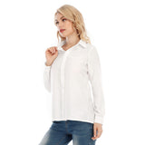 White All-Over Print Women's Loose Elastic-Back Shirt