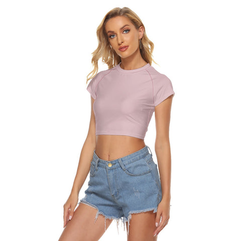 Pink All-Over Print Women's Raglan Cropped T-shirt