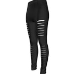 Black All-Over Print Women's Ripped Leggings