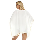 White All-Over Print Women's Square Fringed Shawl