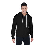 Black All-Over Print Men's Mirco Fleece Zip Up Hoodie