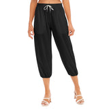 Black All-Over Print Women's Bloomers Capri-pants