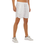 White All-Over Print Men's Side Split Running Sport Shorts