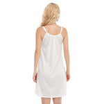 White All-Over Print Women's O-neck Cami Dress