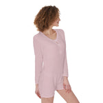 Pink All-Over Print One-Piece Women's Pajamas