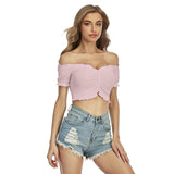 Pink All-Over Print Women's One-shoulder Off-the-navel Short Sleeve T-shirt