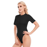 Black All-Over Print Women's O-neck Short Sleeve Bodysuit