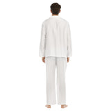 White All-Over Print Men's Lapel Pajama Set