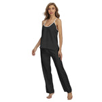 Black  All-Over Print Women's Cami Pajamas Sets