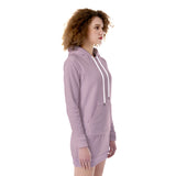 Pink All-Over Print Women's Heavy Fleece Long Hoodie