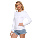 White All Over Print Women's Stretchable long Sleeve Top