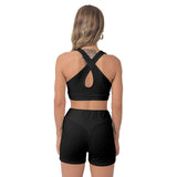 Black All-Over Print Women's Sports Bra Suit