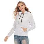 White All-Over Print Women's Slim Pullover Hoodie