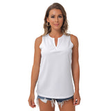 White All-Over Print Women's Sleeveless V-Neck Top