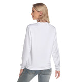 White All-Over Print Women's Slim Round Neck Sweatshirt