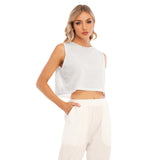 White All-Over Print Women's Sleeveless Cropped Top