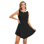 Black All-Over Print Women's Tank Top Dress